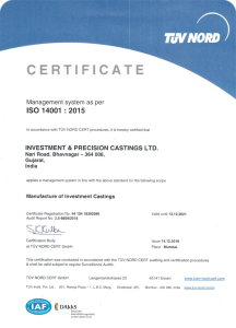 Investment & Precision Casting Limited